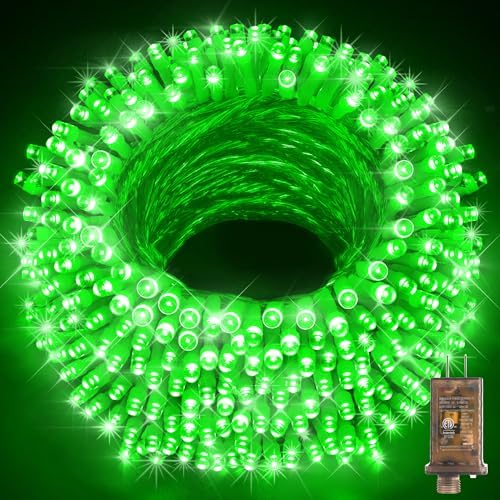KNONEW 600ft 1500 LED String Lights Outdoor Christmas Lights 8 Modes & Timer Fairy Light Plug in Waterproof LED String Lights for Xmas Yard Tree Wedding Party Holiday Decorations (Green)