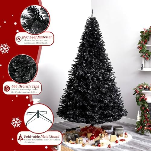 5ft Black Artificial Christmas Tree,Arbol de Navidad Fake Xmas Tree