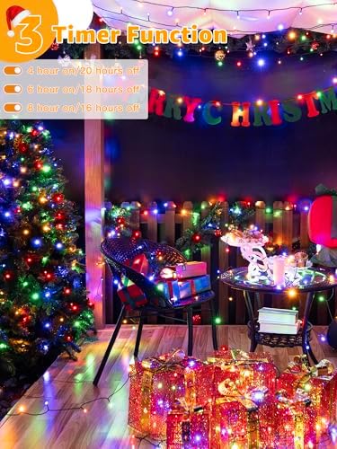 BrightChristmas 500 LED 164 FT Christmas Lights, Waterproof Outdoor String Lights with Remote and Timer, Christmas Tree Lights with 8 Modes Dimmable, Fairy Lights for Holiday Decor (Multicolor)