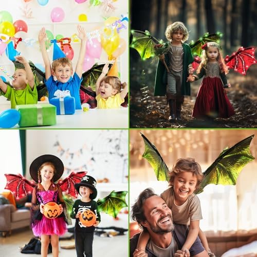 maysida Electric Dragon Wings, Kids Dinosaur Costume Wings with LED Light & Music, Halloween Dino Dress-Up Costumes for Boys & Girls, Green Dinosaur toys for Kids as Christmas Birthday Party Gifts