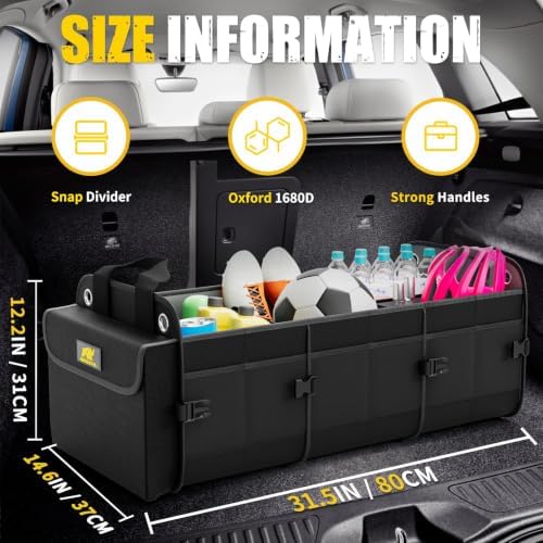 MIKKUPPA Trunk Organizer with Cooler - 100L Collapsible Car Organizer,Black
