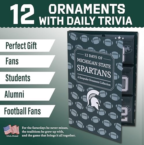 Michigan State 12-Day Christmas Ornament Advent Calendar Football MSU Gift