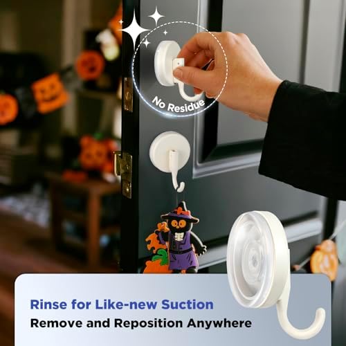 OUTXE Wreath Hanger for Front Door, Upgraded Suction Cup Reef Hook
