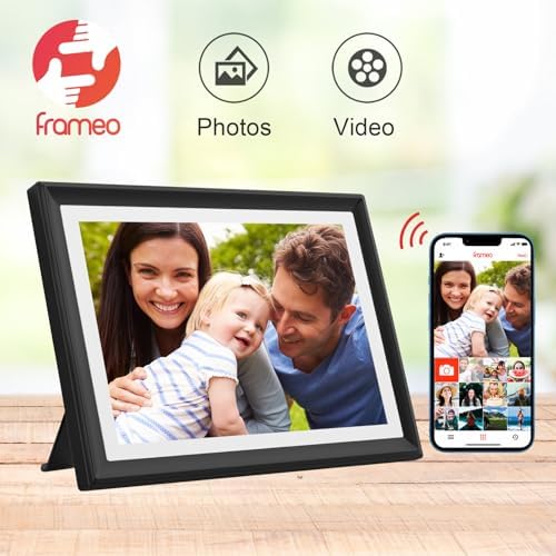 32GB FRAMEO 10.1 Inch WiFi Digital Photo Frame, 1280x800 HD IPS LCD Touch Screen, Auto-Rotate Portrait and Landscape, 32GB Storage, Share Moments Instantly via Frameo App from Anywhere