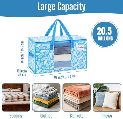 VENO Moving Bags, Wide Open Top, Clear Window, Spring Breeze, 8 Pack