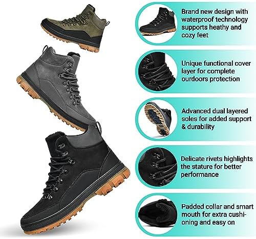 Wondamo Men's Snow Boots Lightweight Waterproof Winter Cold Weather Shoes