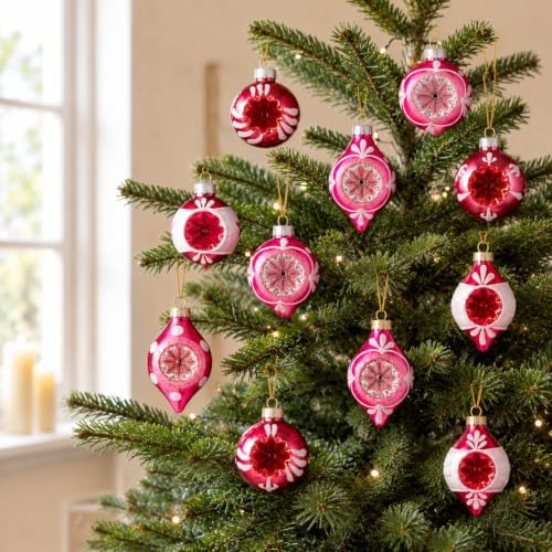 40Pcs Vintage Christmas Glass Ornaments Bulk 1.6''Reflector Ball