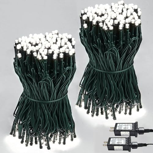 2 Pack 200 LED Christmas Lights 13 Modes Extendable Christmas Tree Lights