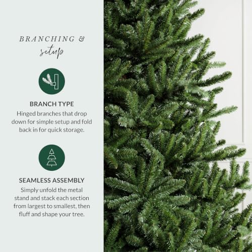 Balsam Hill 9 ft Unlit Classic Blue Spruce - Artificial Christmas Tree with Premium Stand for Indoor Holiday Decorating