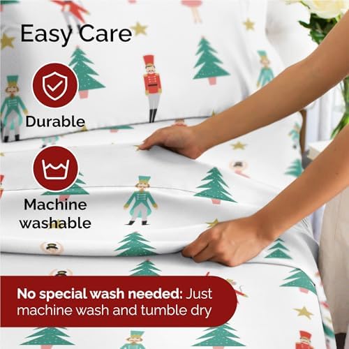 Christmas Sheet Set, Nutcracker Ballet, Holiday Xmas Bedding Set - Twin