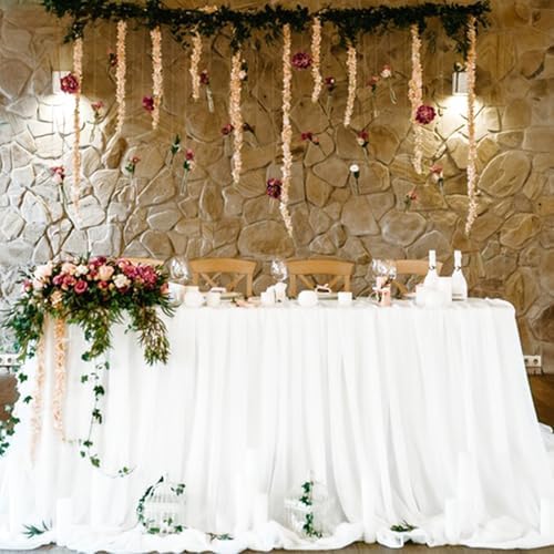 2 Pieces Cheesecloth Table Runner 35 x 118 inch Boho Gauze Table Runner Rustic Wedding Cheese Cloth Decor for Wedding Bridal Baby Shower Birthday Party St. Patrick's Day Table Decorations