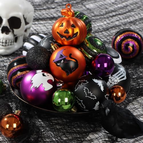 Halloween Ornaments for Tree Decorations, 100Ct Shatterproof Ornament Set