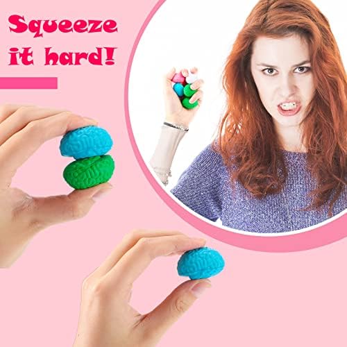 Skylety 100 Pcs Brain Balls Bulk Halloween Funny Toy Mini, 10 Colors
