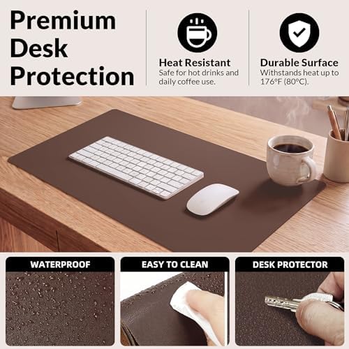 AFIING Cork Desk Mat, Coffee, 23.6" x 13.7",Desk Pad Protector