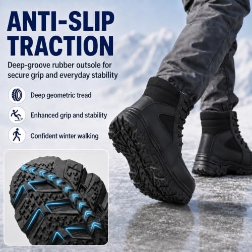 Men’s Shearling Lined Waterproof Leather Snow Boots