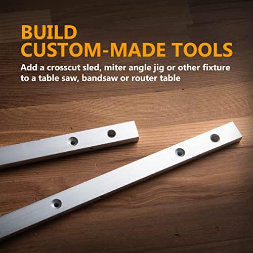 POWERTEC Crosscut Sled Miter Bar for Table Saw Sled, 3/4" x 3/8" x 36" with Predrilled Holes & Screws for Router Table, Bandsaw, Taper Jig, Table Saw Accessories for Woodworking, 1PK (71520)