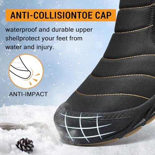 ziitop Snow Boots Mens Waterproof Winter Boots Fur Lined Warm Ankle Boots