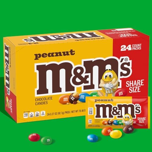 M&M'S Peanut Milk Chocolate Candy, Bulk Individually Wrapped, 62 oz