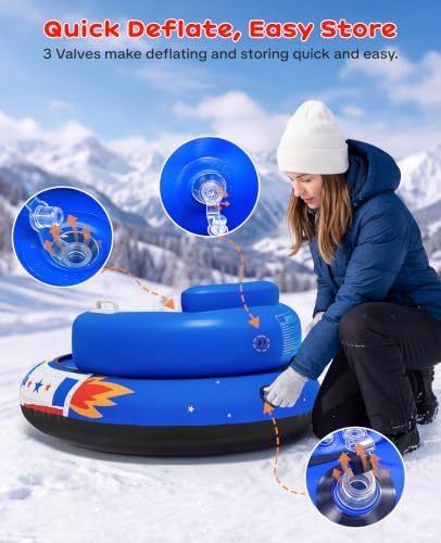 Snow Sled for Toddlers 1-3, Inflatable Snow Tube with Tow Strap