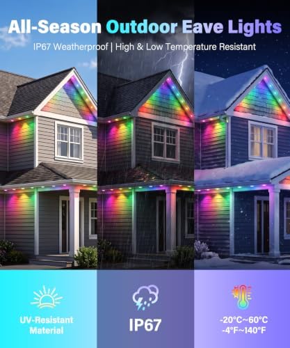 Permanent Outdoor Lights for House, 200ft RGB Christmas LED Light