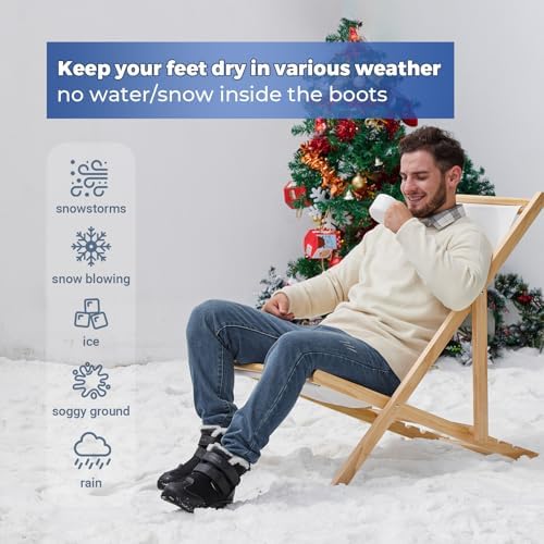 FitVille Mens Extra Wide Snow Boots Outdoor Mens Winter Wide Boots, Lightweight Wide Width Mens Winter Boots Waterproof Insulated V3