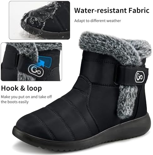 Winter Snow Boots for Women: Comfortable Warm Fur Lined Ankle Booties Non Slip Waterproof Boots for Outdoor Walking