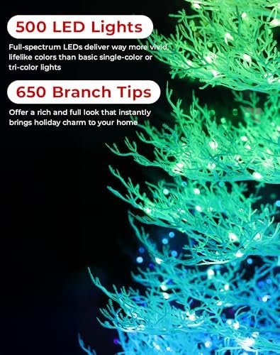 7.5FT Smart White Christmas Tree with 500 LED Lights & 650 Branch Tips, Pre-Lit Artificial Holiday Tree App Control, DIY Colors & Effects, Timer, Easy to Assemble for Home Indoor Christmas Decorations