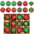 Hollyone 4 Inch Red & Green Christmas Ornaments - 12 Pcs Shatterproof Balls for Xmas Tree Decor & Holiday Party Wreath (Red & Green, 100mm)