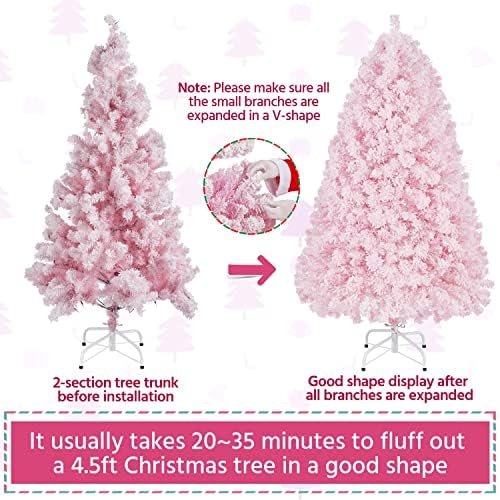 Yaheetech 4.5ft Pre-Lit Pink Artificial Christmas Tree with 100 Lights