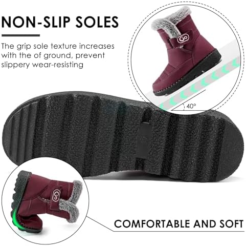 Ablanczoom Womens Winter Snow Boots with Warm Fur Lining Comfortable Booties Non Slip Waterproof Outdoor Shoes