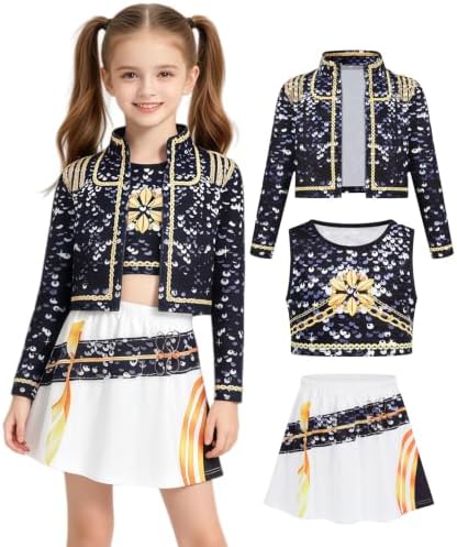 Golden Pop Performer Costume Kids Girls Halloween Costumes with Accessories