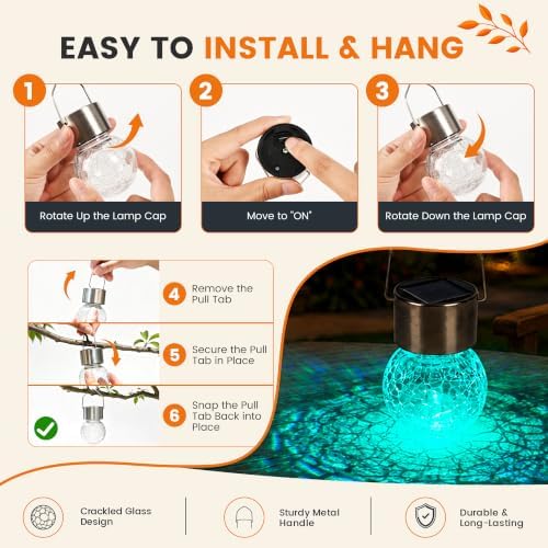 GIGALUMI Solar Hanging Lights Outside Solar Christmas Decoration Light 16Pc