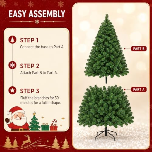 4.5ft Artificial Christmas Tree, Realistic Full Unlit Holiday Décor