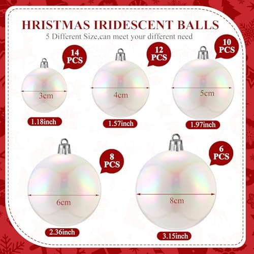Shappy 50 Pcs Christmas Iridescent Ornaments Halloween Cauldron DIY, White