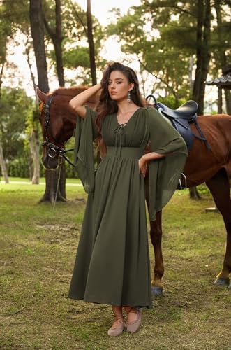 Scarlet Darkness Renaissance Costume Women Pirate Medieval Maxi Dress