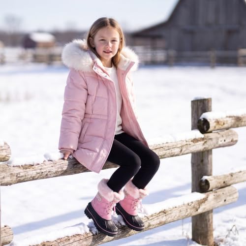 Stelle Girls Snow Boots with Faux Fur Collar Kids Winter Warm Boot
