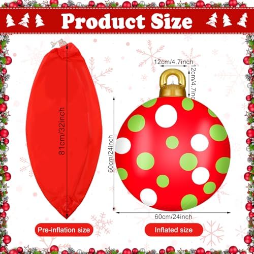 Jetec 4 Pcs Giant Inflatable Christmas Ball, Polka Stripe, Color 8