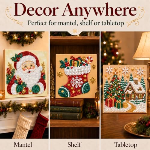 Diamond and Pearl Art Kits for Adults, Christmas Decorations, Framed Decor
