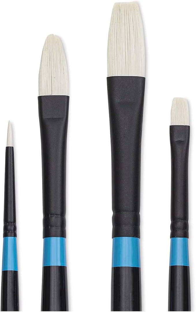 Princeton Aspen Professional Paint Brush Set, 4-Piece Long Handle Synthetic Brushes with Medium-Stiff, No-Shedding Bristles for Acrylic, Oil & Water-Soluble Oil Painting