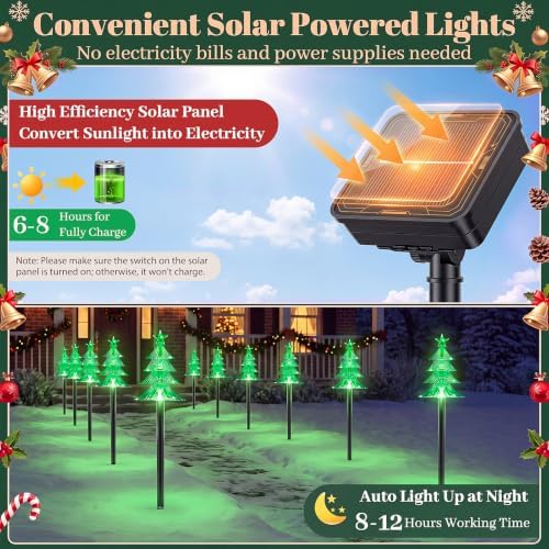TOWPONICS Solar Tree Pathway Lights Outdoor Christmas Decorations, 5 PCS