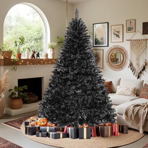 DWVO 6ft Artificial Black Halloween Christmas Tree, 818 Tips