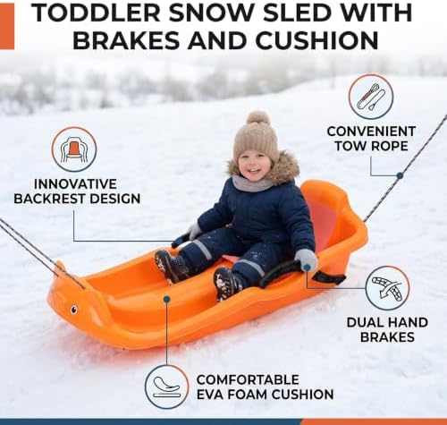 Toddler Snow Sled with Built in Brake System & Backrest