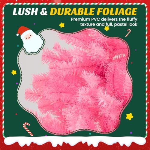 DUMOS 4.5 Ft Pre-lit Christmas Tree, Pink Artificial Xmas Tree