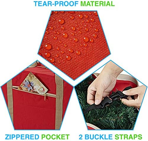 ProPik Rolling Christmas Tree Storage Bag, Fits Up to 9 ft. Xmas Tree, 28"x 16"x 60", Extra Large Heavy Duty Storage Container with Wheels and Handles, 600D Oxford (Red)