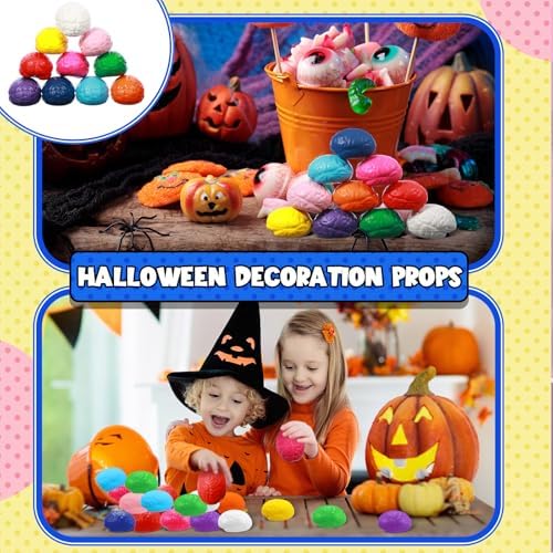 Skylety 100 Pcs Brain Balls Bulk Halloween Funny Toy Medium, 10 Colors