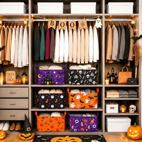 CHENGU 6 Pack Halloween Baskets Foldable Cute Halloween Storage Bins