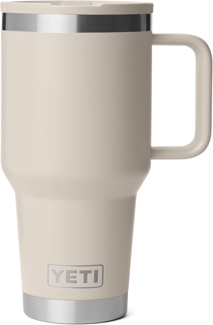 YETI Rambler 30 oz Travel Mug with Flip Straw Lid – Stainless Steel, Vacuum Insulated, Leakproof, Cup Holder Friendly, Cape Taupe