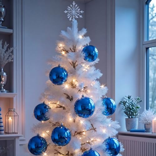 Threan 8 Inch Large Blue Shiny Christmas Ball Ornaments