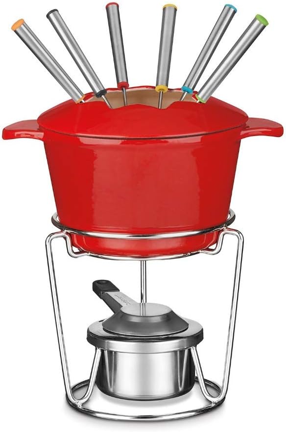 Cuisinart 13-Piece Cast Iron Fondue Set, Red