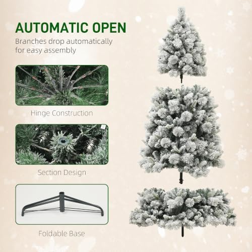 HOMCOM 7.5 ft Artificial Prelit Christmas Tree with Realistic Fraser Fir